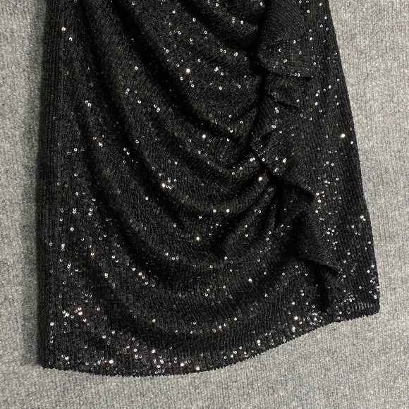Parker Black Mini Dress 4 Small Sequin Strapless Aurelia Ruffle Cocktail Formal - Picture 6 of 15